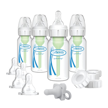 Natural Flow Anti-Colic Options+ Narrow Breast-to-Bottle Feeding Set, Clear, 4 oz, Set of 4