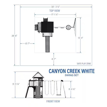 Canyon Creek White Outdoor Kid'S Playground Set W/ Rock Wall, Wave Slide, Web Swing, and Playset Kitchen