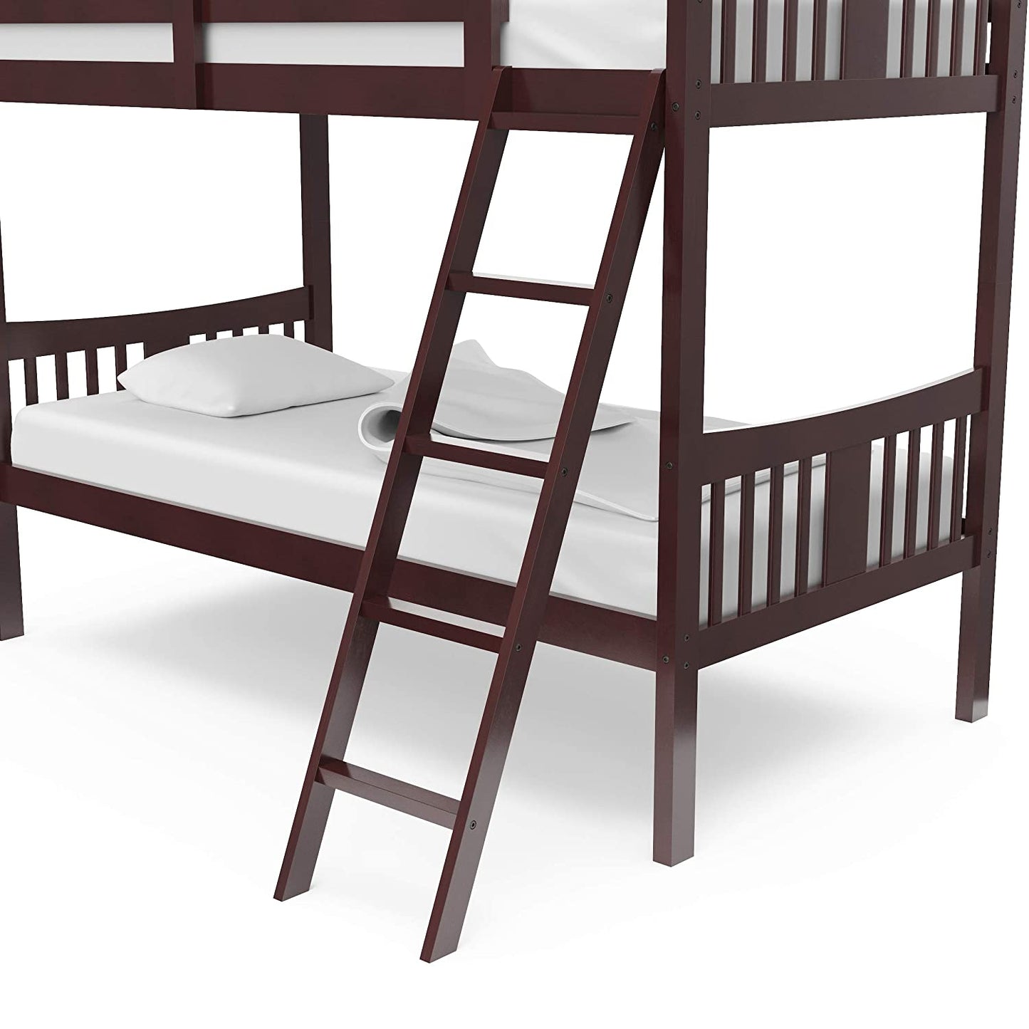 Caribou Twin over Twin Bunk Bed in Espresso - GREENGUARD Gold Certified, Convertible to Two Individual Twin Beds for Children