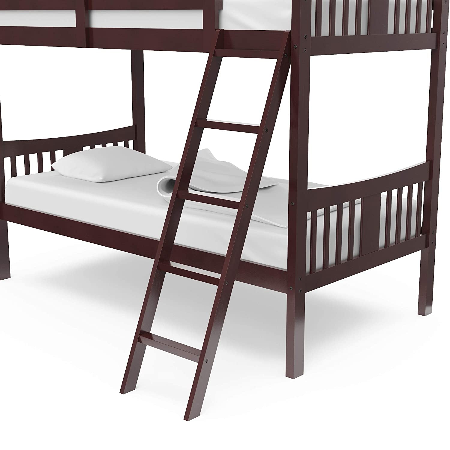 Caribou Twin over Twin Bunk Bed in Espresso - GREENGUARD Gold Certified, Convertible to Two Individual Twin Beds for Children