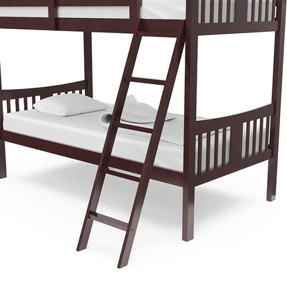 Caribou Twin over Twin Bunk Bed in Espresso - GREENGUARD Gold Certified, Convertible to Two Individual Twin Beds for Children