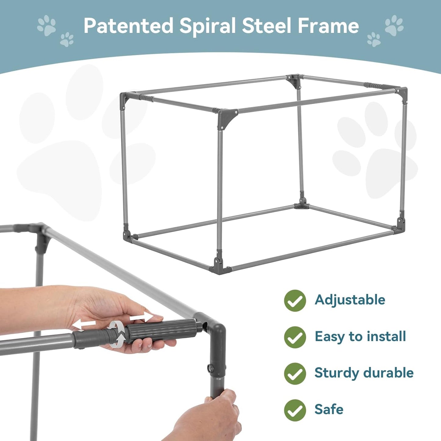 24" Indoor Soft Dog Crate – Adjustable Patented Spiral Steel Frame, Collapsible Portable Kennel for Home Use, Small Dogs, 3 Lockable Mesh Door, Thicken Mat, Brown