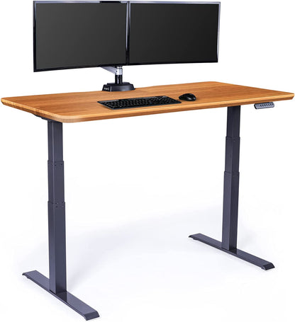 Premium Height Adjustable Electric Standing Desk - Dual Motor with Memory Presets, Sturdy T-Style Legs - Ideal for Gaming or Home Office Workstation - 60” x 30”, Butcher Block Finish