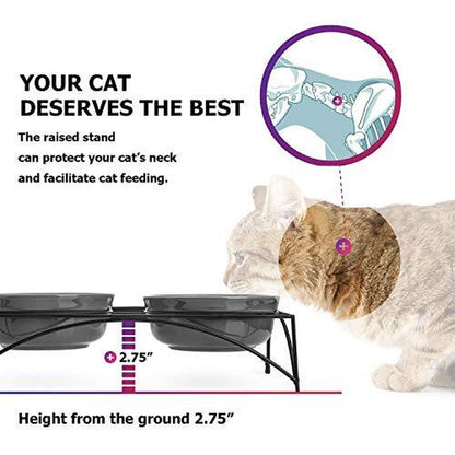 Elevated Pet Feeder with Dual Bowls for Dogs and Cats - Raised Stand for Food and Water