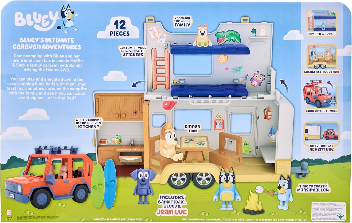 Ultimate Caravan Adventures Playset with Three 2.5-3" Figures, 4WD Family Vehicle, and Surfboards - Multicolor (13096)