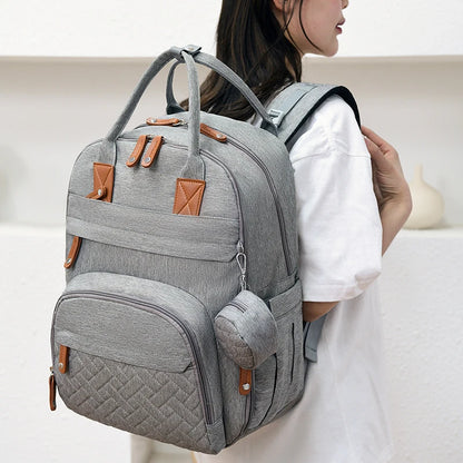 Premium Waterproof Diaper Backpack with Integrated Changing Station and Stroller Straps for Parents
