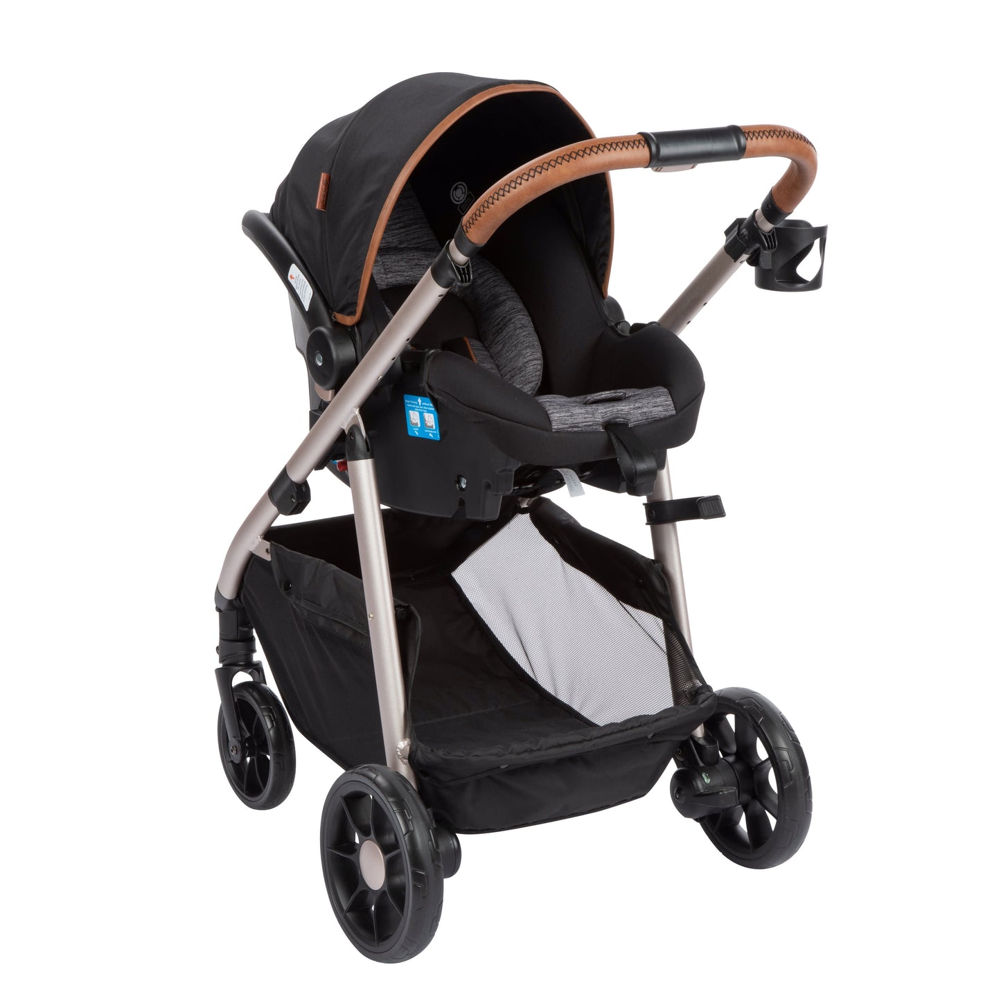 6-in-1 Modular Travel System for Infants and Toddlers in Black and Gold, Unisex Design