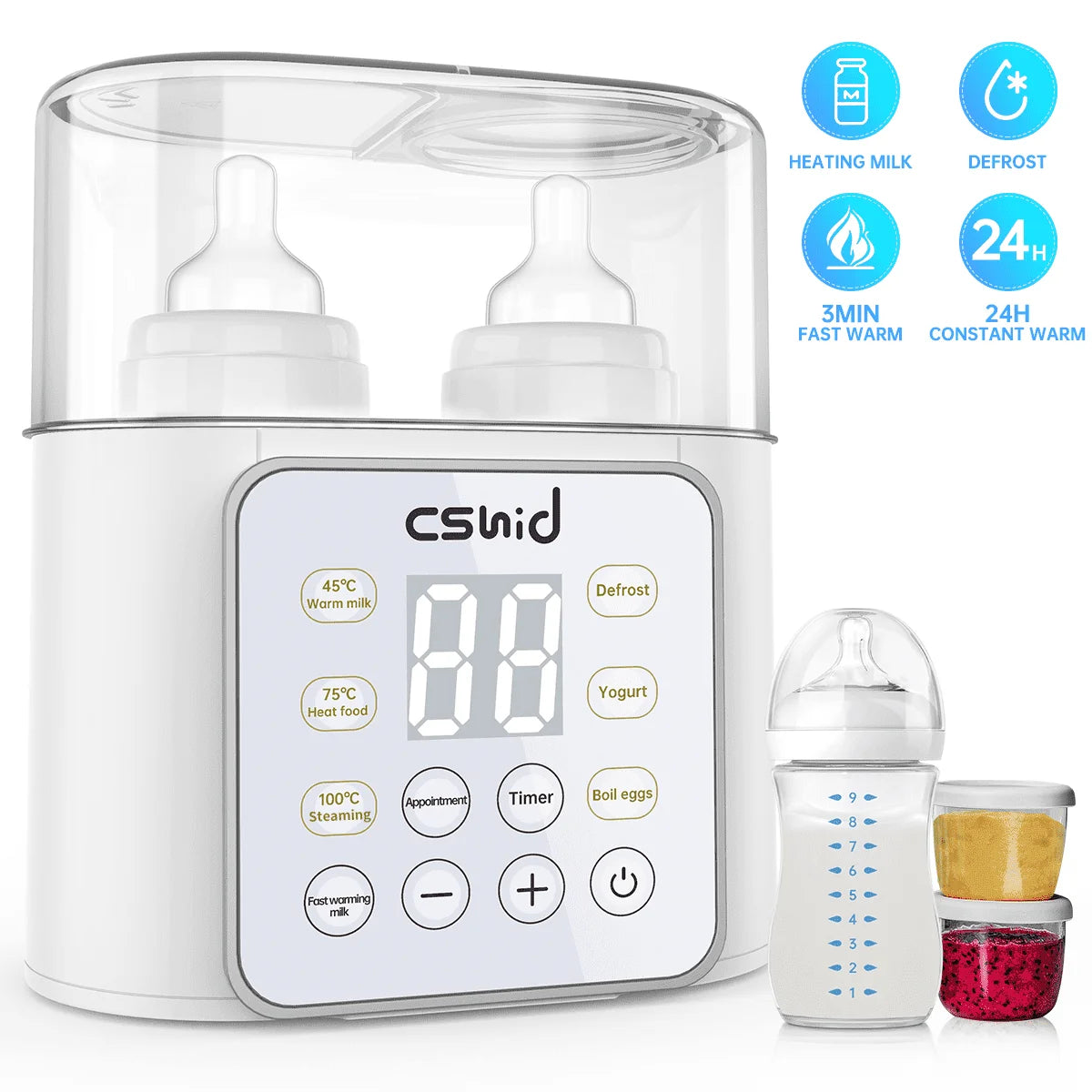 9-in-1 Multi-Function Baby Bottle Warmer: Advanced Milk Heating and Food Defrosting Solution