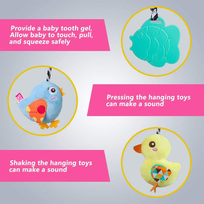 Baby Car Seat Activity Spiral Toys, Plush Crib Accessories with Squeaker for Boys and Girls (Duck Design)
