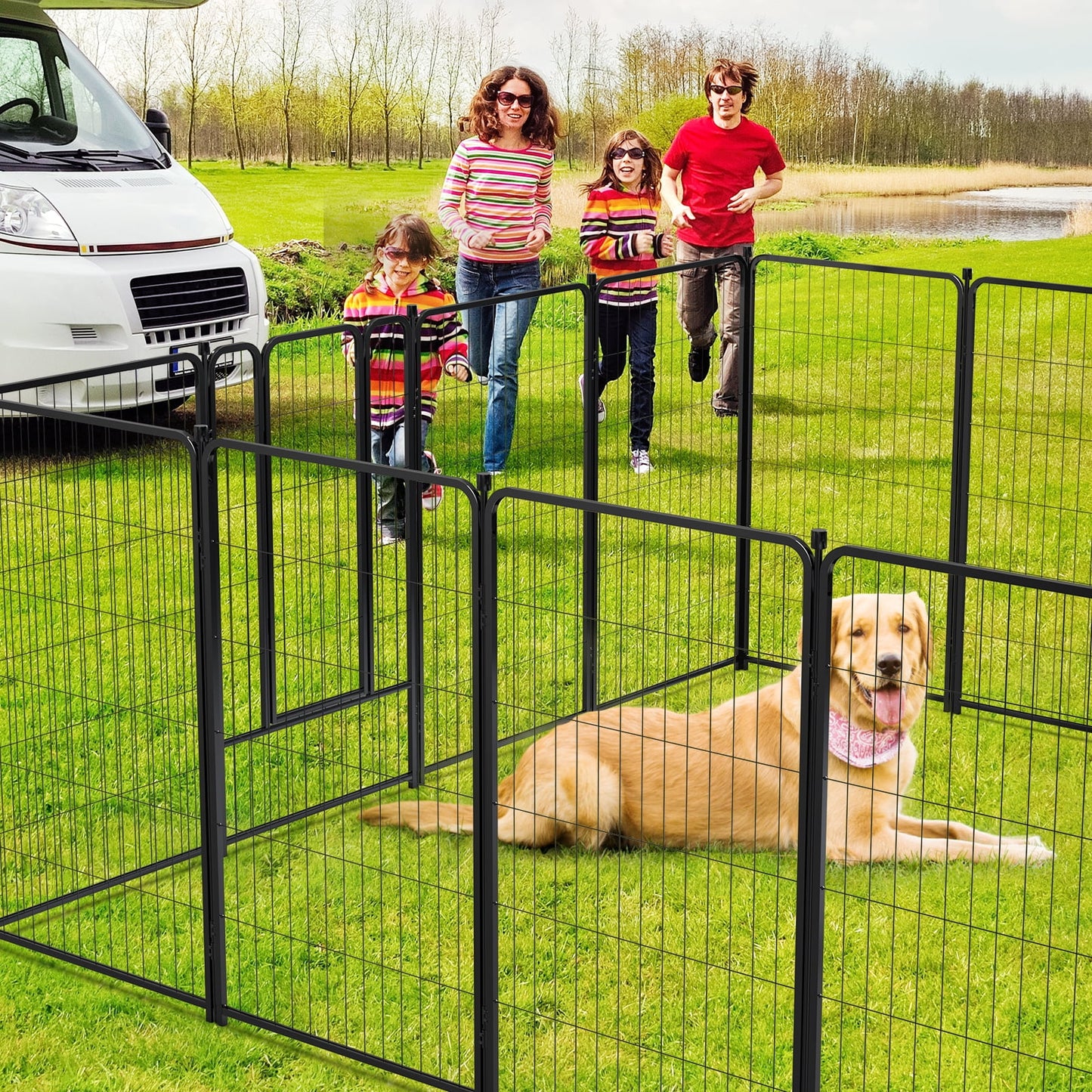 45″ Tall 16 Panels Heavy Duty Metal Dog Playpen for Exercise Outdoor Indoor Fence, Black