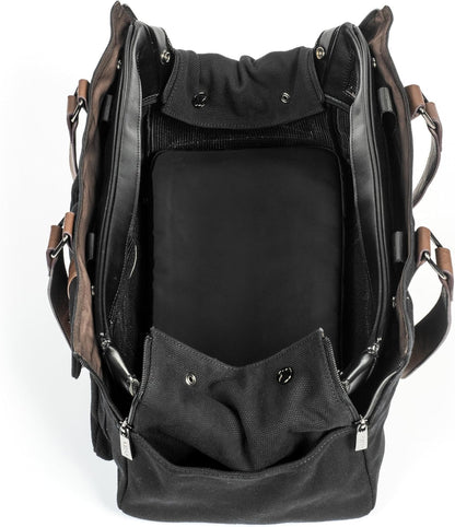 Weekend Black Canvas Interchangeable Airline Approved Pet Carrier Combo with Pockets for Small Dogs (Pet Carrier Base & Shell Tote)