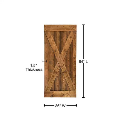 Distressed X 36 In. X 84 In. Walnut Stained Solid DIY Knotty Pine Wood Interior Sliding Barn Door Slab