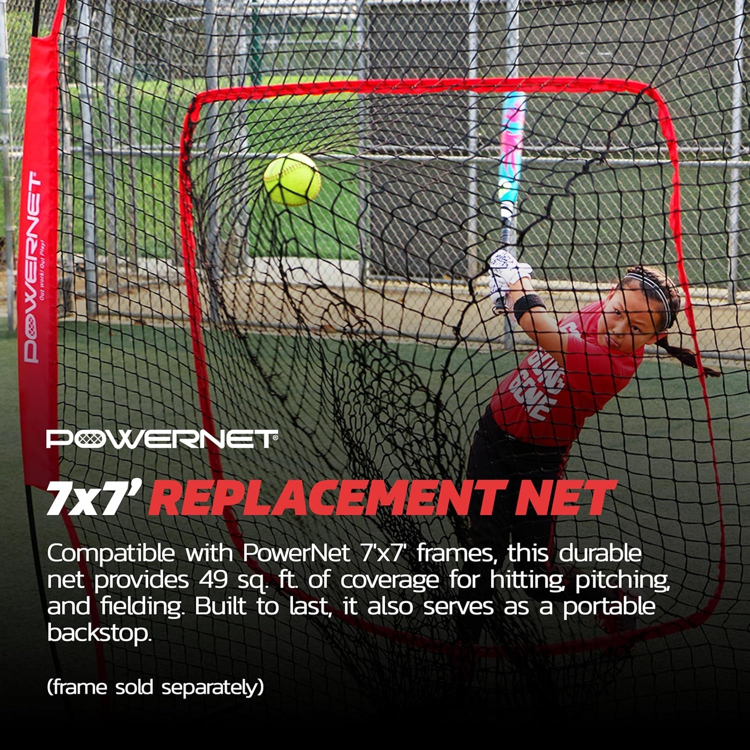 7X7 Baseball and Softball Practice Net with Accessories for Pitching, Batting, and Fielding – Includes Ball Caddy, Weighted Baseballs, and Tee