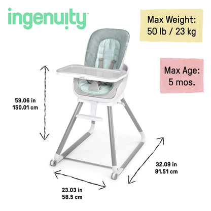 Beanstalk 6-in-1 Convertible High Chair and Booster Seat for Infants to Age 5 - Ray
