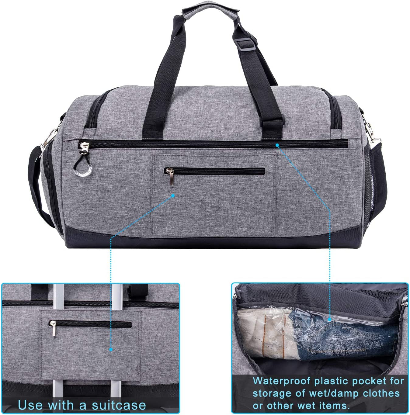 Premium Unisex Gym Duffel Bag with Dedicated Shoe Compartment and Waterproof Pocket
