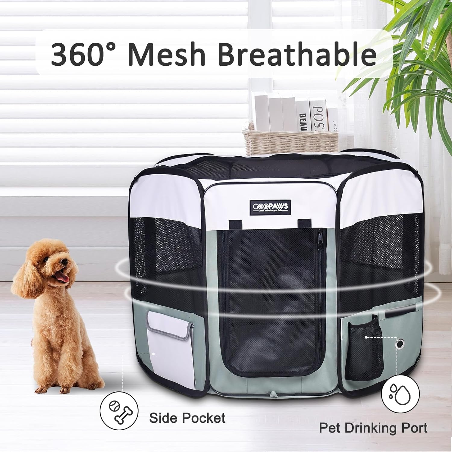 Pet Dog Playpens 36", 45" & 61" Portable Soft Dog Exercise Pen Kennel with Carry Bag for Puppy Cats Kittens Rabbits, Indoor/Outdoor Use