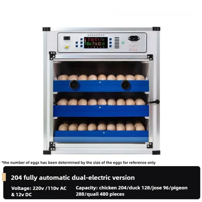 Automatic Egg Incubator 204 Eggs PVC Dual Electric Hatching Machine Automatic Temperature & Humidity Display & Egg Turning