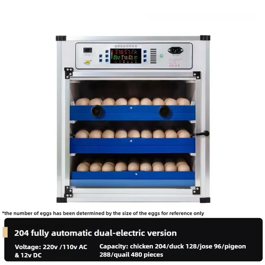 Automatic Egg Incubator 204 Eggs PVC Dual Electric Hatching Machine Automatic Temperature & Humidity Display & Egg Turning