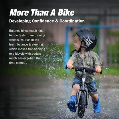 12-Inch No-Pedal Balance Bike for Children Aged 1 to 4 Years - Features Safety Pad, Padded Seat, Mini Grips, and Flat-Free Tires - Easy Tool-Free Assembly and Adjustments