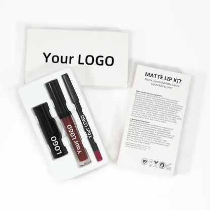Private Label Lip Set Three-Piece Lip Liner Matte Lipstick Lip Gloss Moisturizing Long-Lasting High Pigment Lip Kit Wholesale