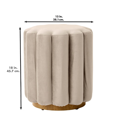 Lillian Beige Velvet Tufted Ottoman