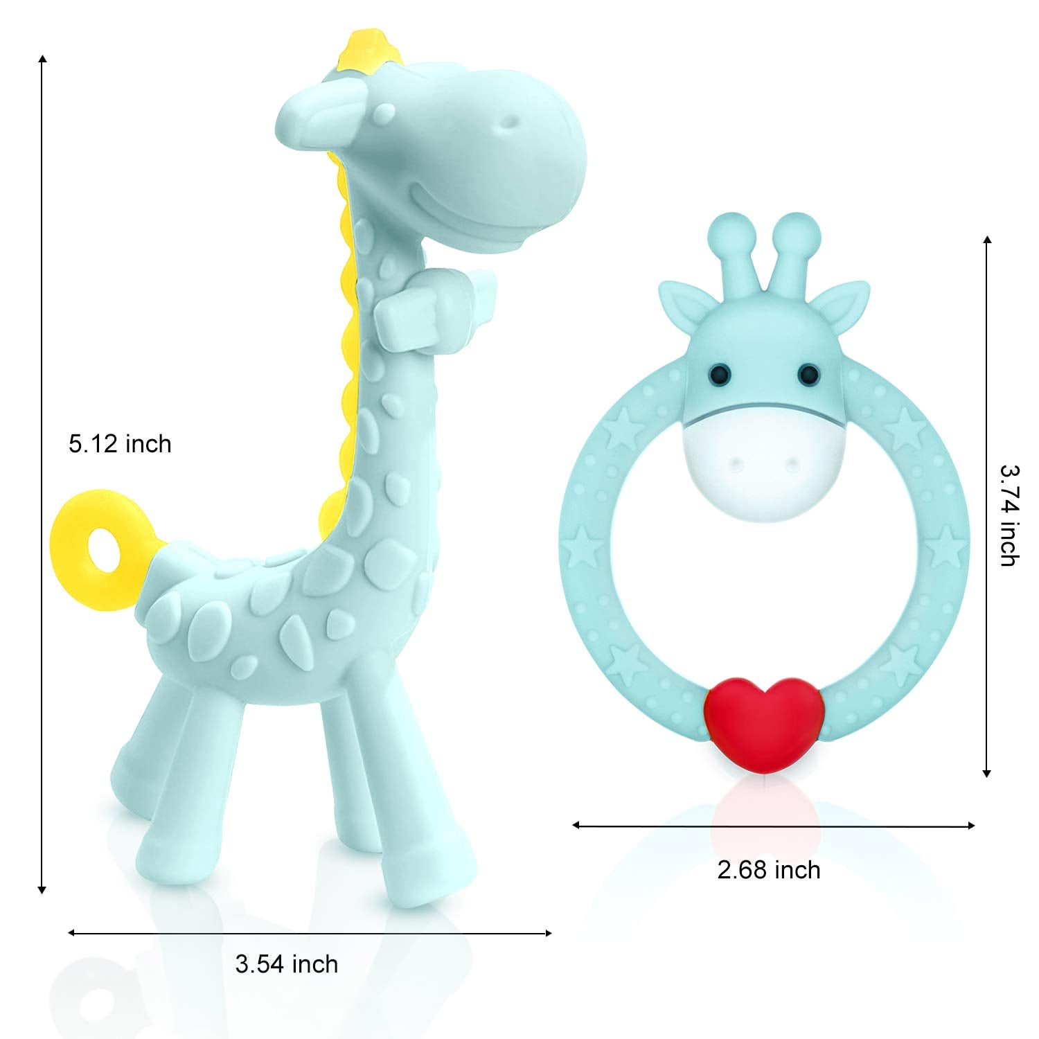 BPA-Free Silicone Giraffe Baby Teether Toy with Storage Case - Designed for Infants 3 Months and Older for Sore Gums Relief - Ideal Baby Shower Gift (Blue)