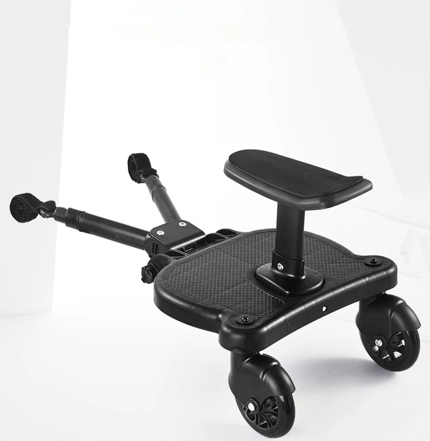 Universal Stroller Board 2-in-1 Ride Board with Seat and Auxiliary Pedal Adapter for Pushchairs - Anti-Slip Design and 55 lbs Load Capacity