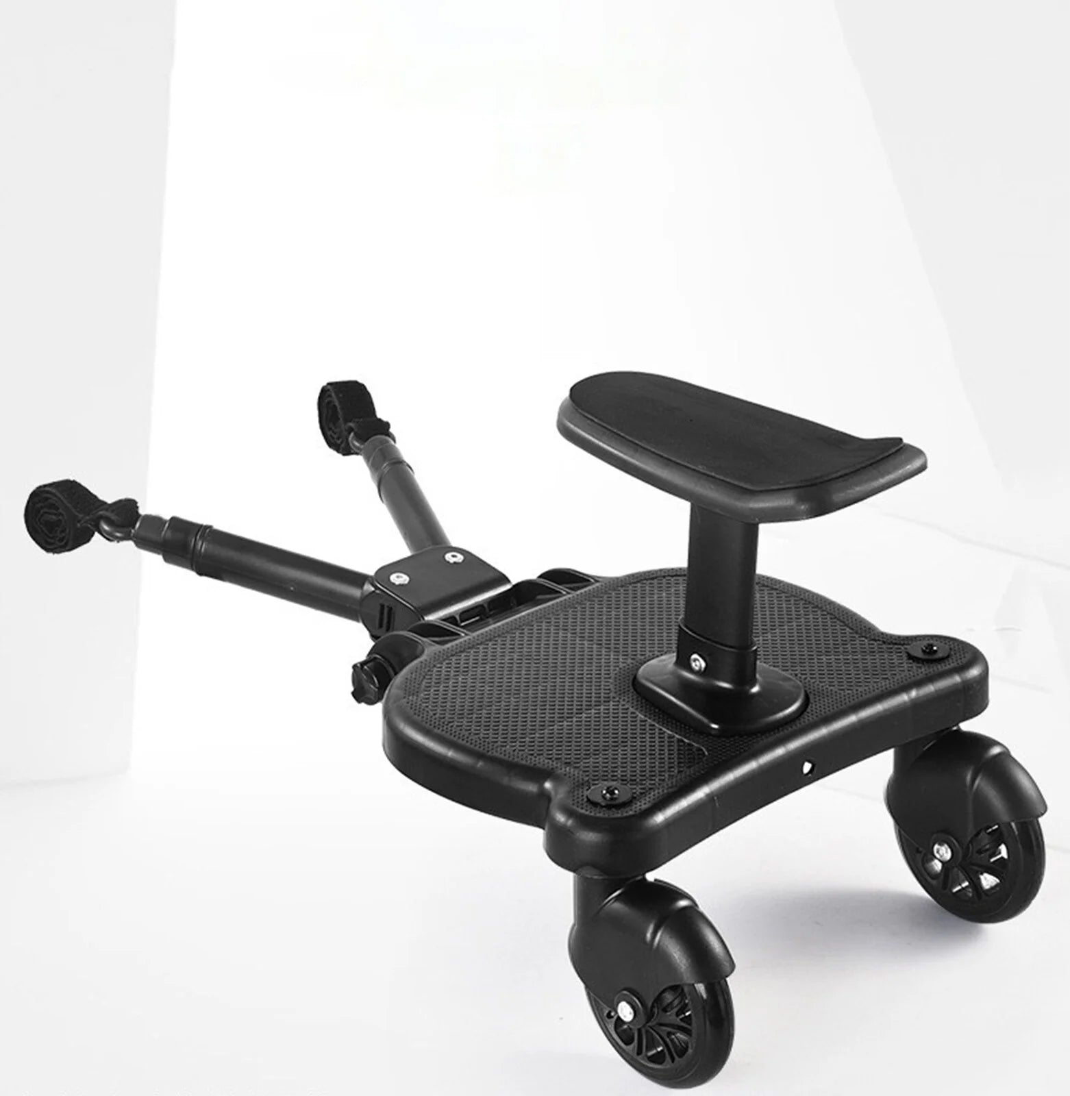 Universal Stroller Board 2-in-1 Ride Board with Seat and Auxiliary Pedal Adapter for Pushchairs - Anti-Slip Design and 55 lbs Load Capacity