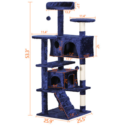 55-Inch Multi-Level Cat Tree Tower Activity Center with Condo - Available in 6 Colors