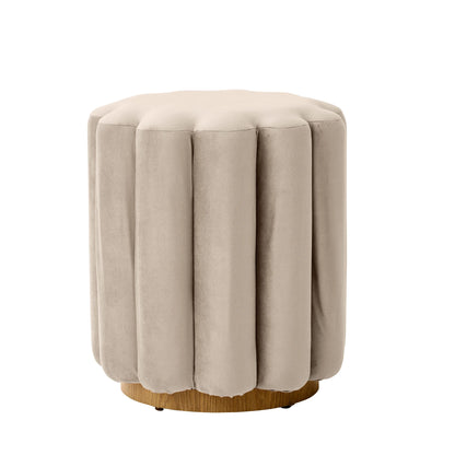 Lillian Beige Velvet Tufted Ottoman