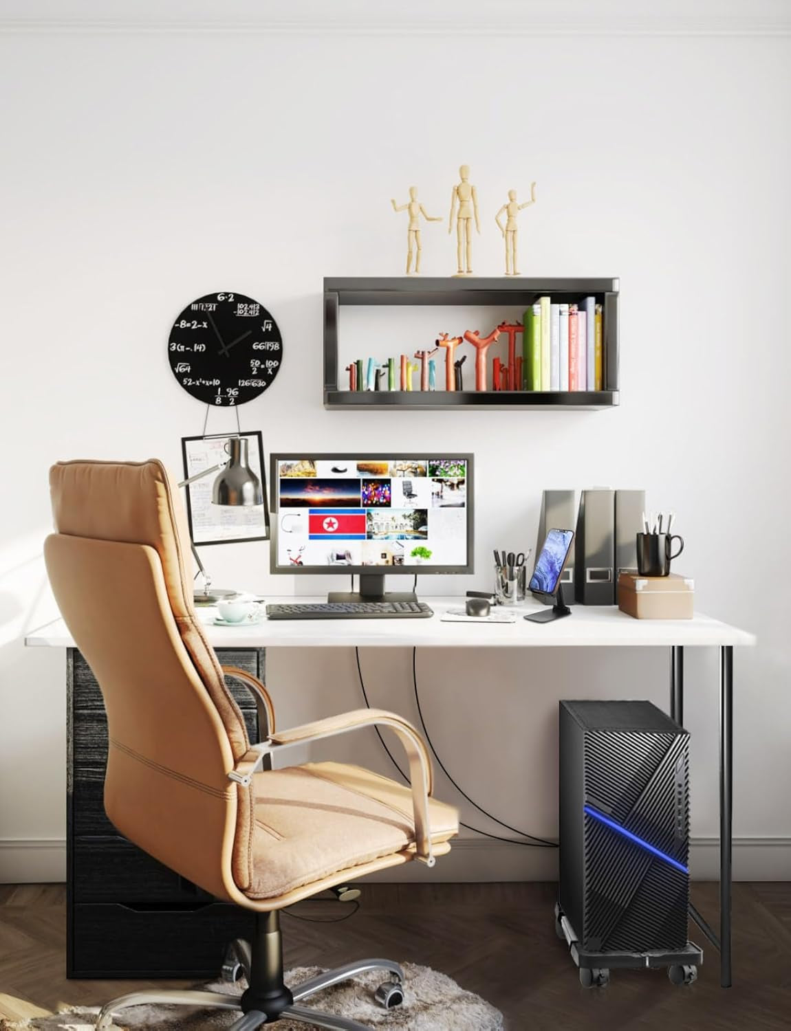 Adjustable Mobile CPU Tower Stand with Rolling Wheels for Gaming and Student Desktops
