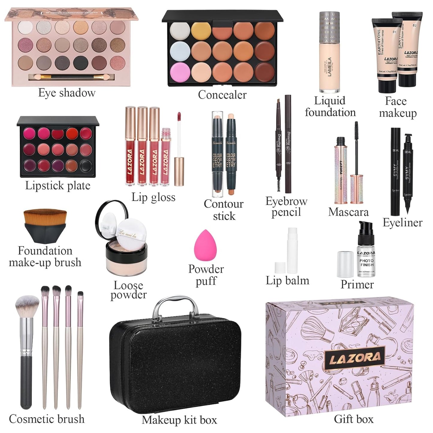 All in One Makeup Kit for Women Multi-Purpose Makeup Set - Eyeshadow Palette, Concealer Foundation Adult Professional and Beginner Portable Full Trunk Makeup Kits Women'S Full Kit