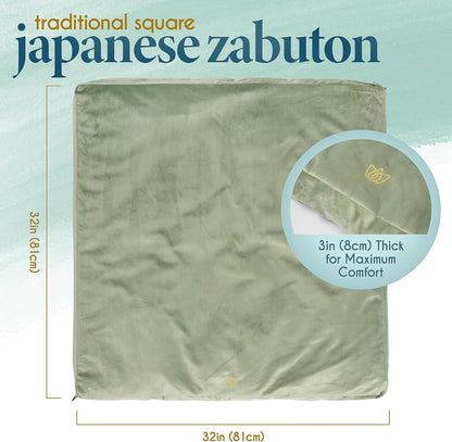 Zabuton Meditation Mat - Luxurious Velvet Floor Cushion with 100% Cotton Insert for Comfortable Sitting and Yoga Practice for All Genders