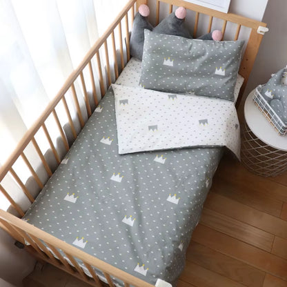 3-Piece Cotton Baby Crib Bedding Set for Boys and Girls, Includes Pillowcase, Sheet, and Duvet Cover, Ideal for Children's Room Decoration