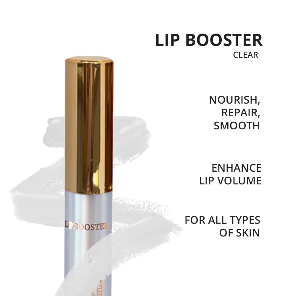 Lip Booster Clear | Contains Hyaluronic Acid, Collagen and Oligopeptides | Lip Gloss Repairs and Smooths | for Everyday Use | Nourishes and Hydrates Lips | Mela Beauty Studio Professional Makeup