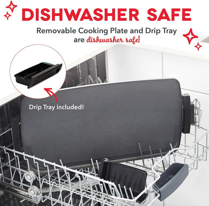 Deluxe Everyday Griddle - Electric Griddle with Removable Plate - Nonstick, Easy-Clean Surface & Anti-Slip Base - Recipe Book Included - Aqua