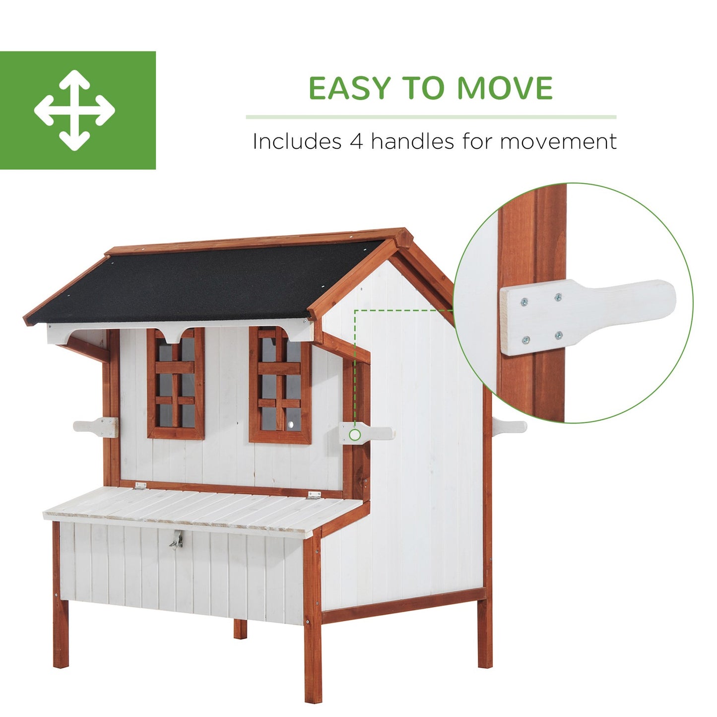 Chicken Coop Hen Cage Poultry Hutch Nesting Box Roof Wooden Large House Door
