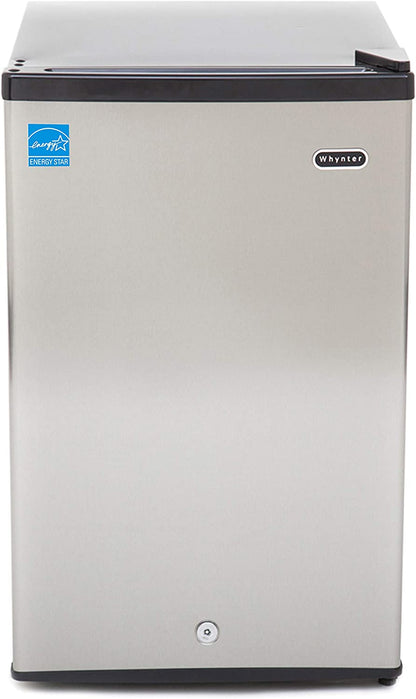 Upright Freezer with Lock, 3 Cu. Ft. Small Freezer Mini Freezer for Bedrooms, Dorms, Garages, Offices CUF-301SS, Stainless Steel, Energy Star