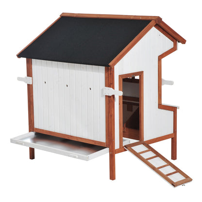 Chicken Coop Hen Cage Poultry Hutch Nesting Box Roof Wooden Large House Door