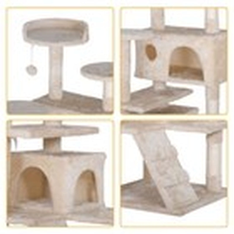 55-Inch Multi-Level Cat Tree Tower Activity Center with Condo - Available in 6 Colors