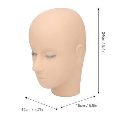 High Simulation Soft Silicone Lash Mannequin Head for Makeup Practice, Eye Shadow, , Eyelash Extension Training, Face Painting, and Massage