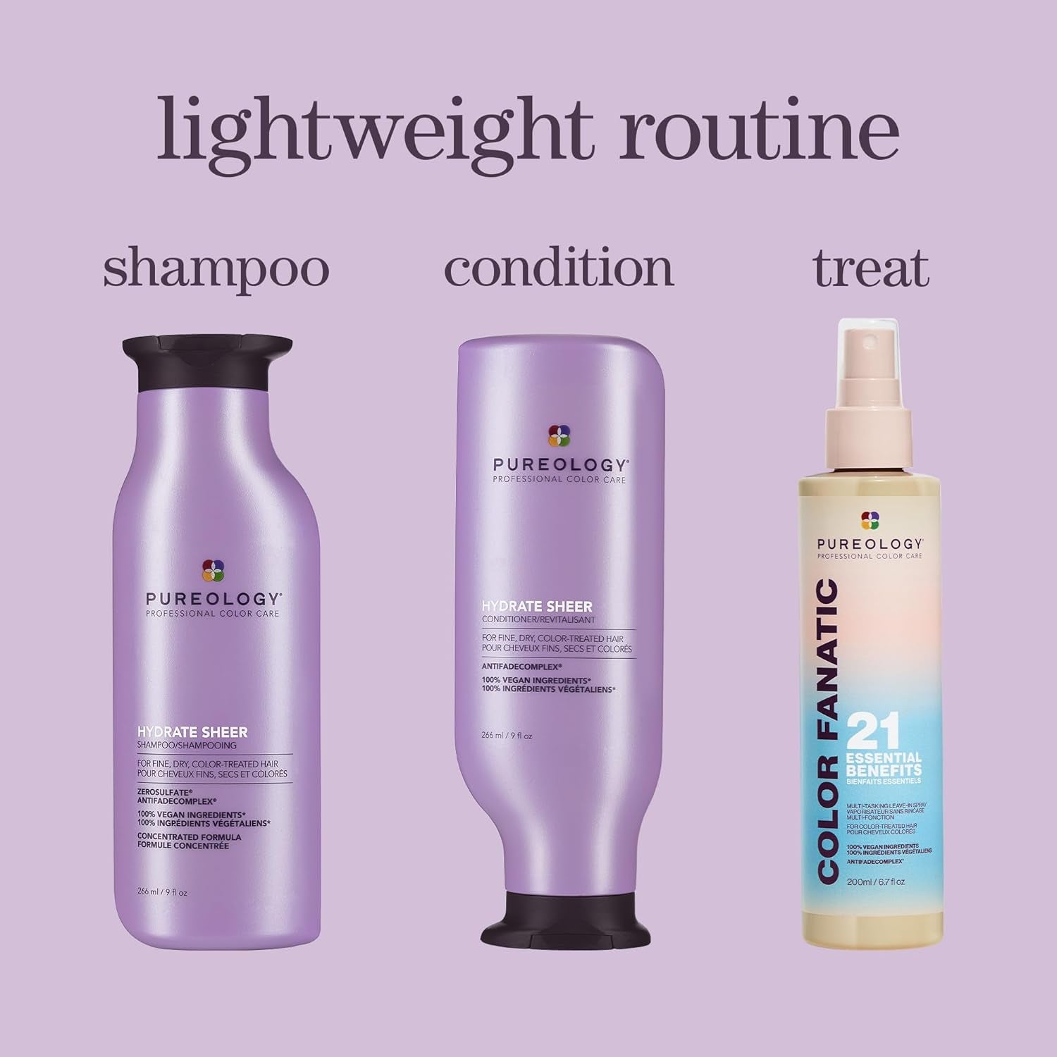 Hydrate Sheer Conditioner - Lightweight Hydrating Conditioner for Fine or Dry Color-Treated Hair, Silicone-Free & Vegan