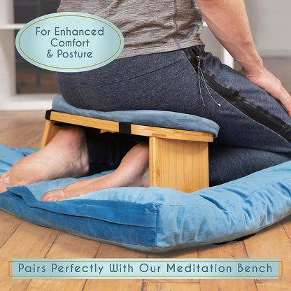 Zabuton Meditation Mat - Luxurious Velvet Floor Cushion with 100% Cotton Insert for Comfortable Sitting and Yoga Practice for All Genders