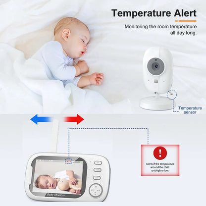 3.5-Inch Video Baby Monitor with Night Vision, Two-Way Audio, Video Surveillance, and Temperature Monitoring