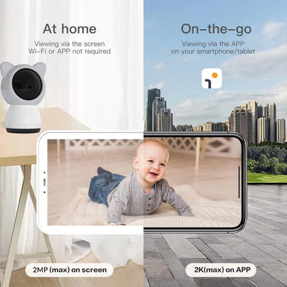 5-Inch 3MP Wireless Baby Monitor with Night Vision, Pan-Tilt-Zoom Functionality, Lullabies, and Environmental Sensors for Temperature and Humidity Monitoring