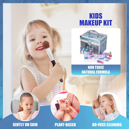 Stitch Kids Makeup Kit Train Case Beauty Set, Washable Play Makeup Set for Kids’ Party Favors