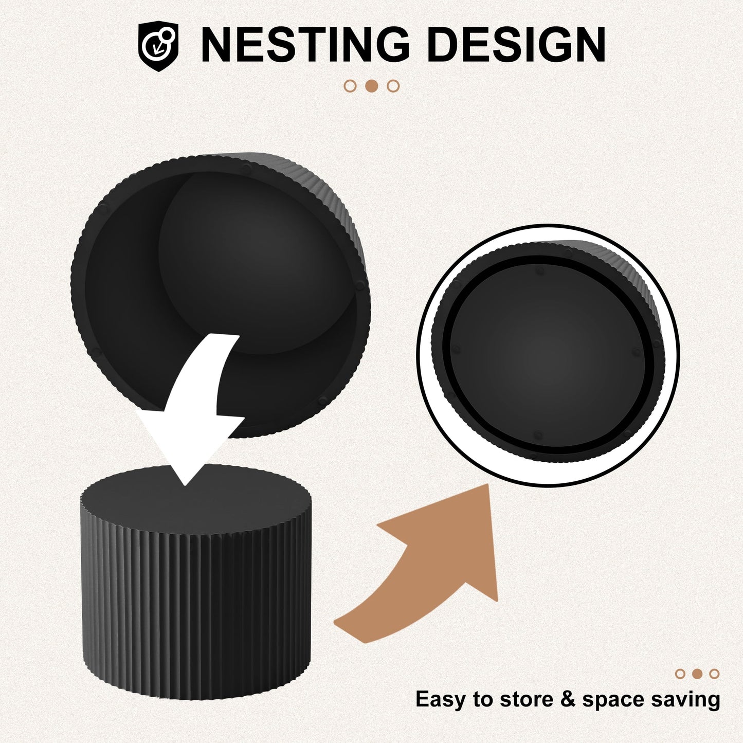 Nesting Coffee Table Set of 2,Modern round End Table for Living Room, Apartment,Black