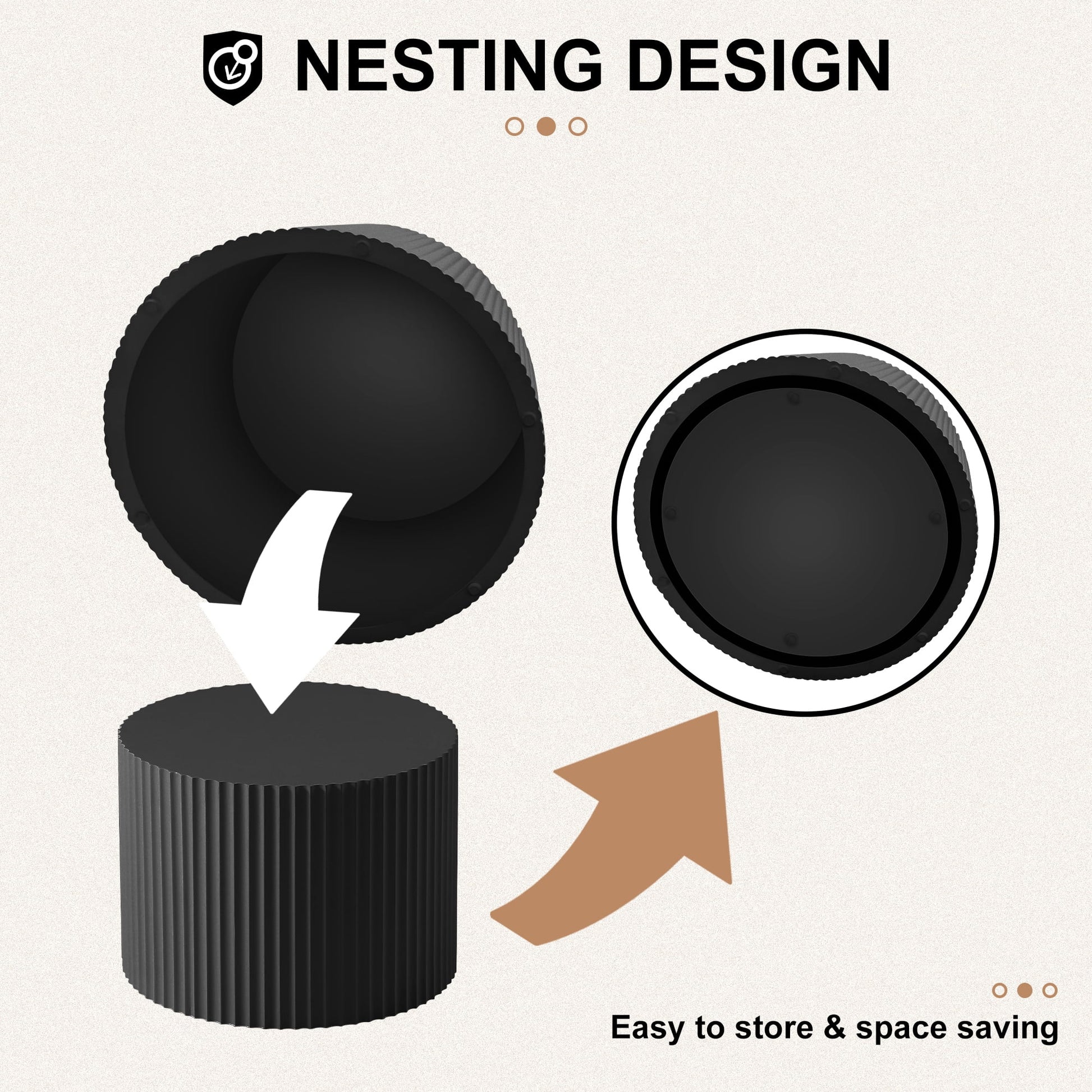 Nesting Coffee Table Set of 2,Modern round End Table for Living Room, Apartment,Black