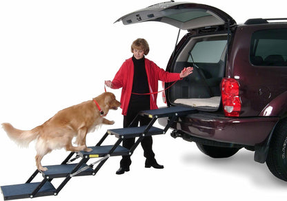 Ultra Light 14.5" Platform, 5-Step, Made in USA. Folding Pet Stairs Can Add or Remove Platforms.Safely Carries 250 Pound Pets. Compact, Carpeted USA Materials