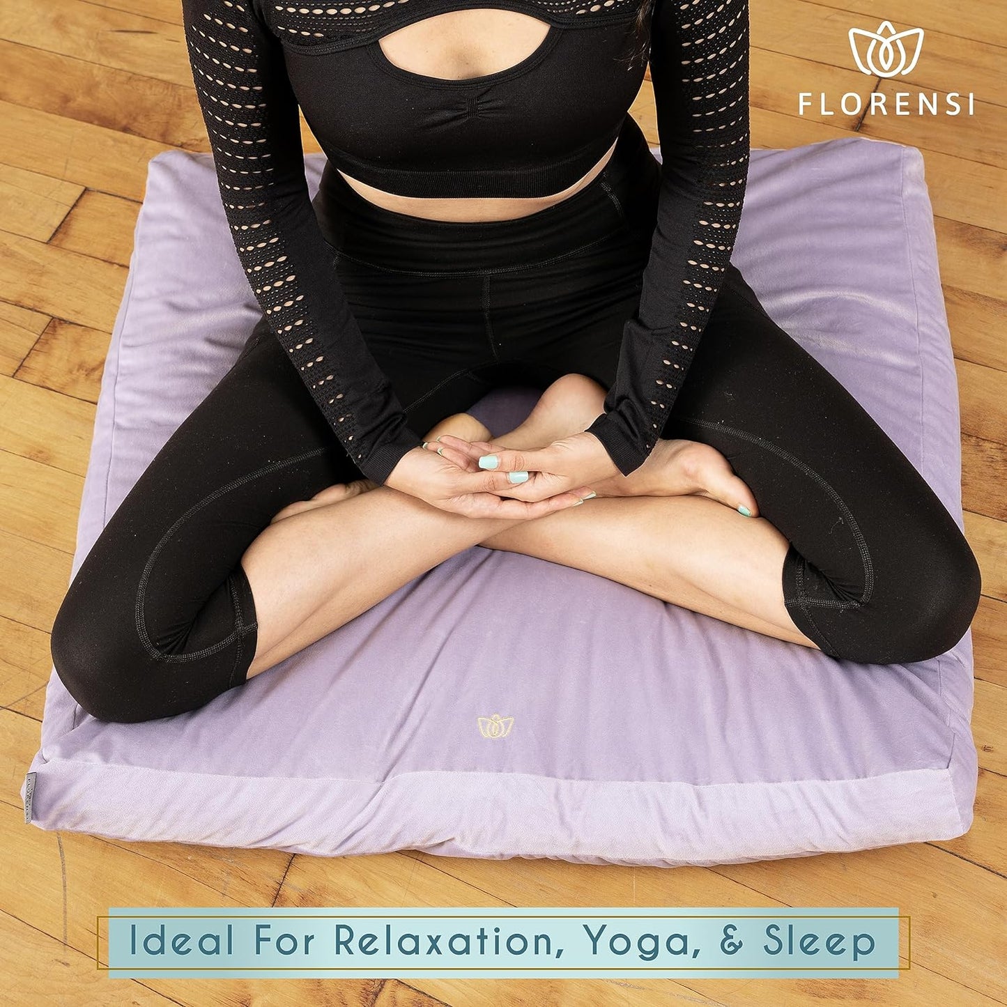 Zabuton Meditation Mat - Luxurious Velvet Floor Cushion with 100% Cotton Insert for Comfortable Sitting and Yoga Practice for All Genders